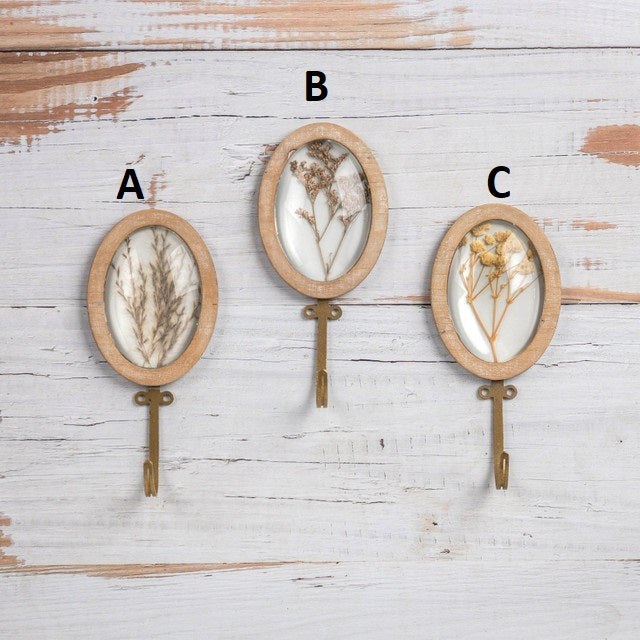 Pressed Flower Oval Wall Hook, 3 Style Options – Summer's Market