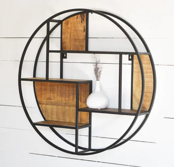 Metal & Wood Round Wall Shelf, Pick Up Only Summer’s Market Floral