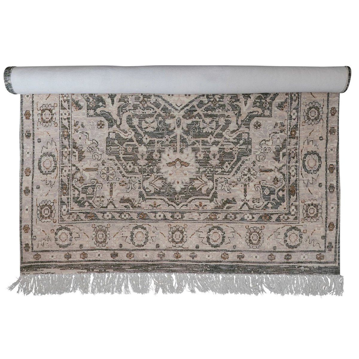 Cotton Printed Dhurrie Rug With Fringe, Multi Color (Pick Up Only