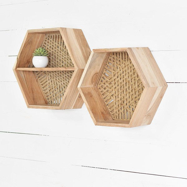 Hexagon Wood Wall Shelf, 2 Size Options Summer’s Market Floral & Home
