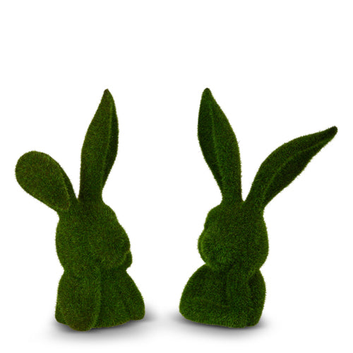Thinking Bunny Rabbit Bust Table Top Figurine Statue, Green Moss, 2 St ...