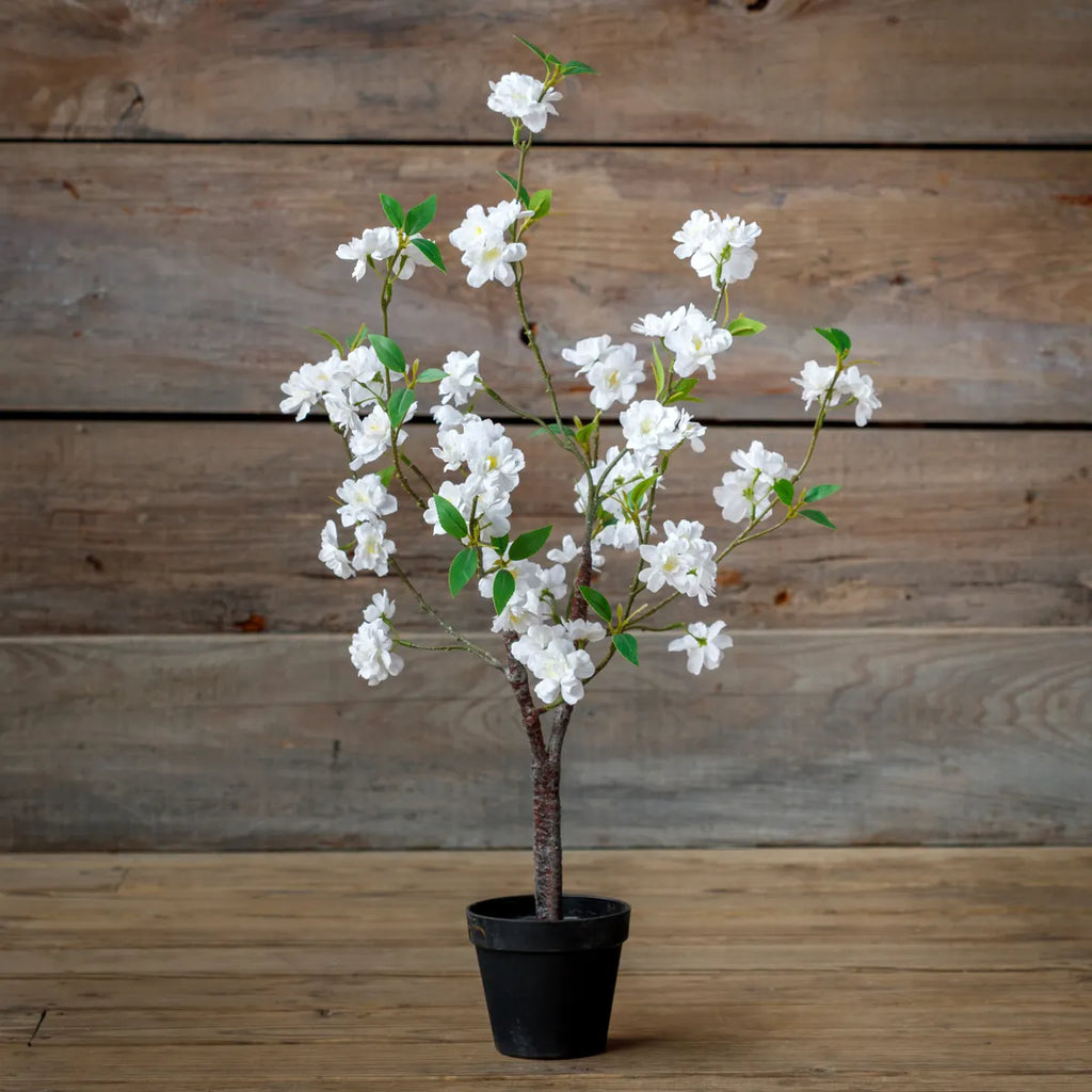 Petite White Blossom Topiary Tree, 31.5