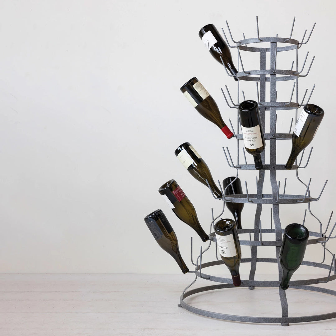 Vintage Reproduction Metal Bottle Drying Rack With 76 Pegs