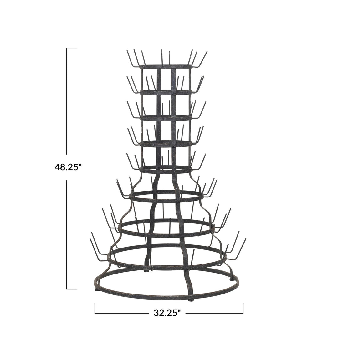 Vintage Reproduction Metal Bottle Drying Rack With 76 Pegs