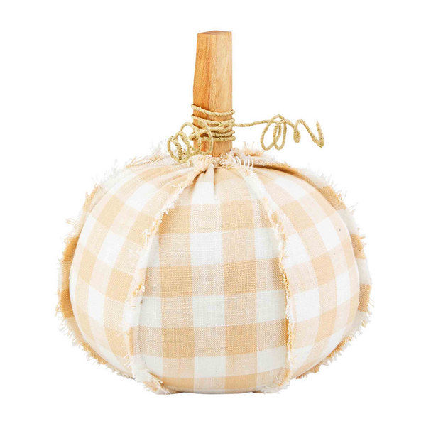 Mud Pie Woven Gingham Stuffed Pumpkin Sitter - Thumbnail 3