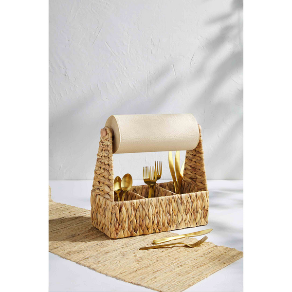 Mud Pie Woven Hyacinth Utensil & Towel Caddy