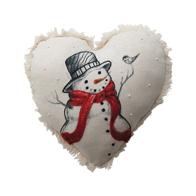Heart Shaped Pillow with French Knots & Fringe ©