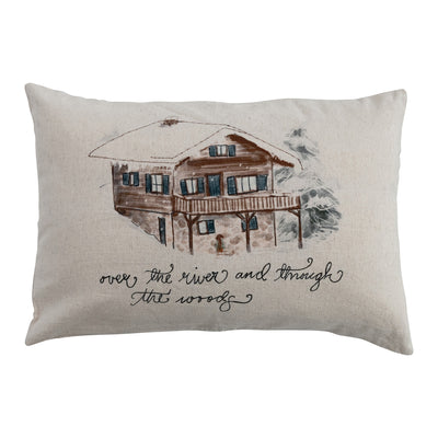 Lumbar Pillow with Winter Scene & Embroidered ©