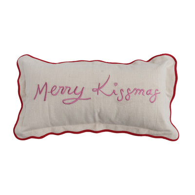 Lumbar Pillow with Piping, Scalloped Flange & Embroidered