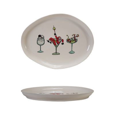 Stoneware Platter with Holiday Icon, Multi Color
