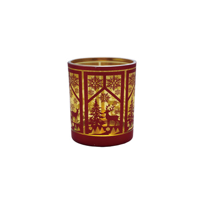 Glass Tealight/Votive Holder with Laser Etched Window Scene