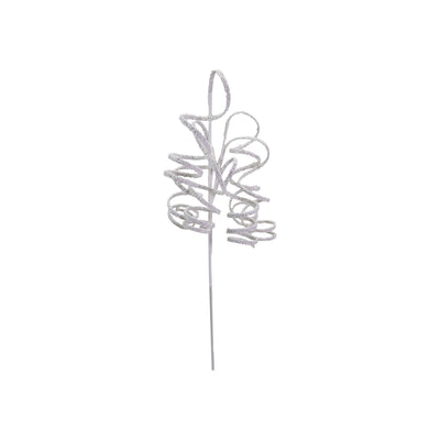 35"H Plastic Swirl Stem with Glitter, White