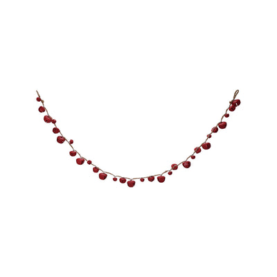 48"L x 2"H Metal Jingle Bell Garland with Jute Cord, Red