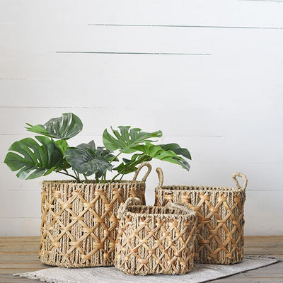 Wooden Basket w/ Handle Small - Multicolor w/ Clover, Roses, Banksia,  Protea & Hydrangea Basil – Bougainvillea